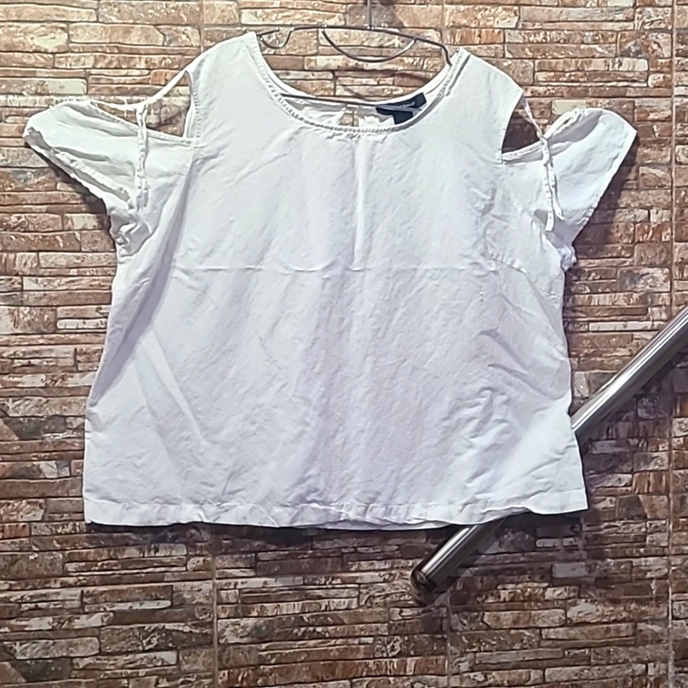 Ashley Stewart Tan Sleeveless Cut Out Blouse